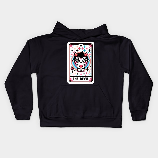 The Devil Tarot Card Kawaii Cute Anime Kids Hoodie by Lavender Celeste